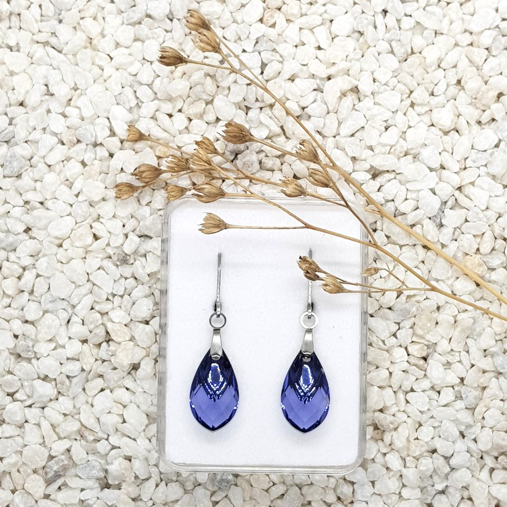 Fialové náušnice kapky