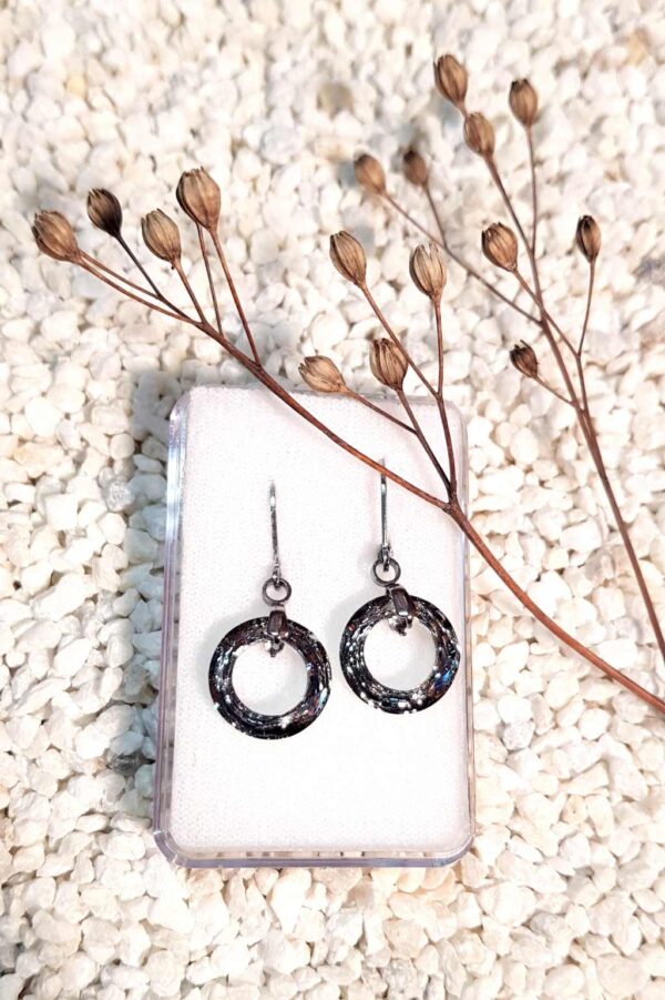 Náušnice stříbrnočerné kruhy