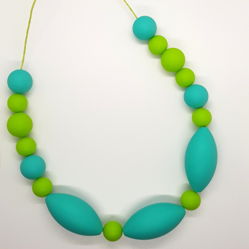 Silikonové korále tyrkysovolimetkové