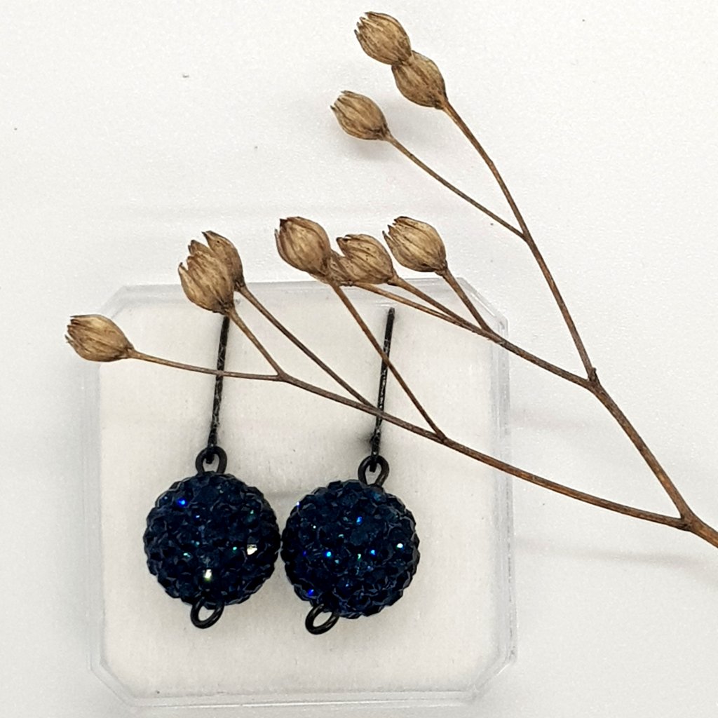 Štrasové modré kuličky