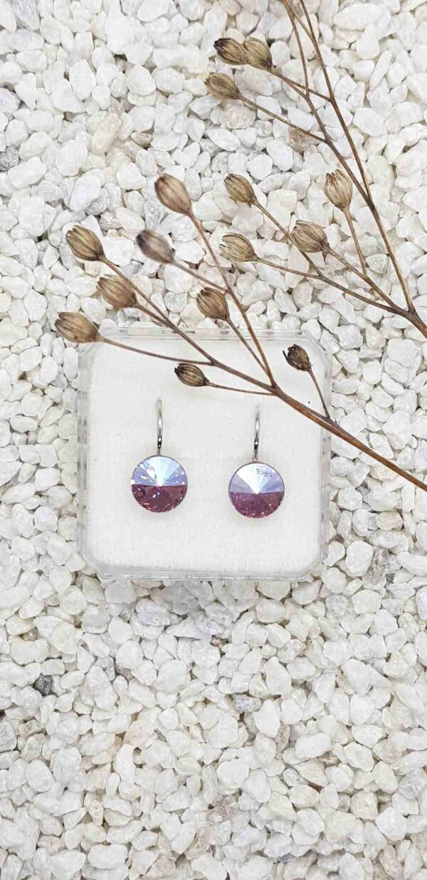 Náušnice kulaté růžové rivoli