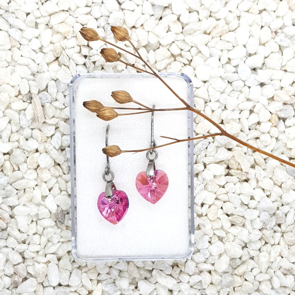 Srdíčkové náušnice růžové