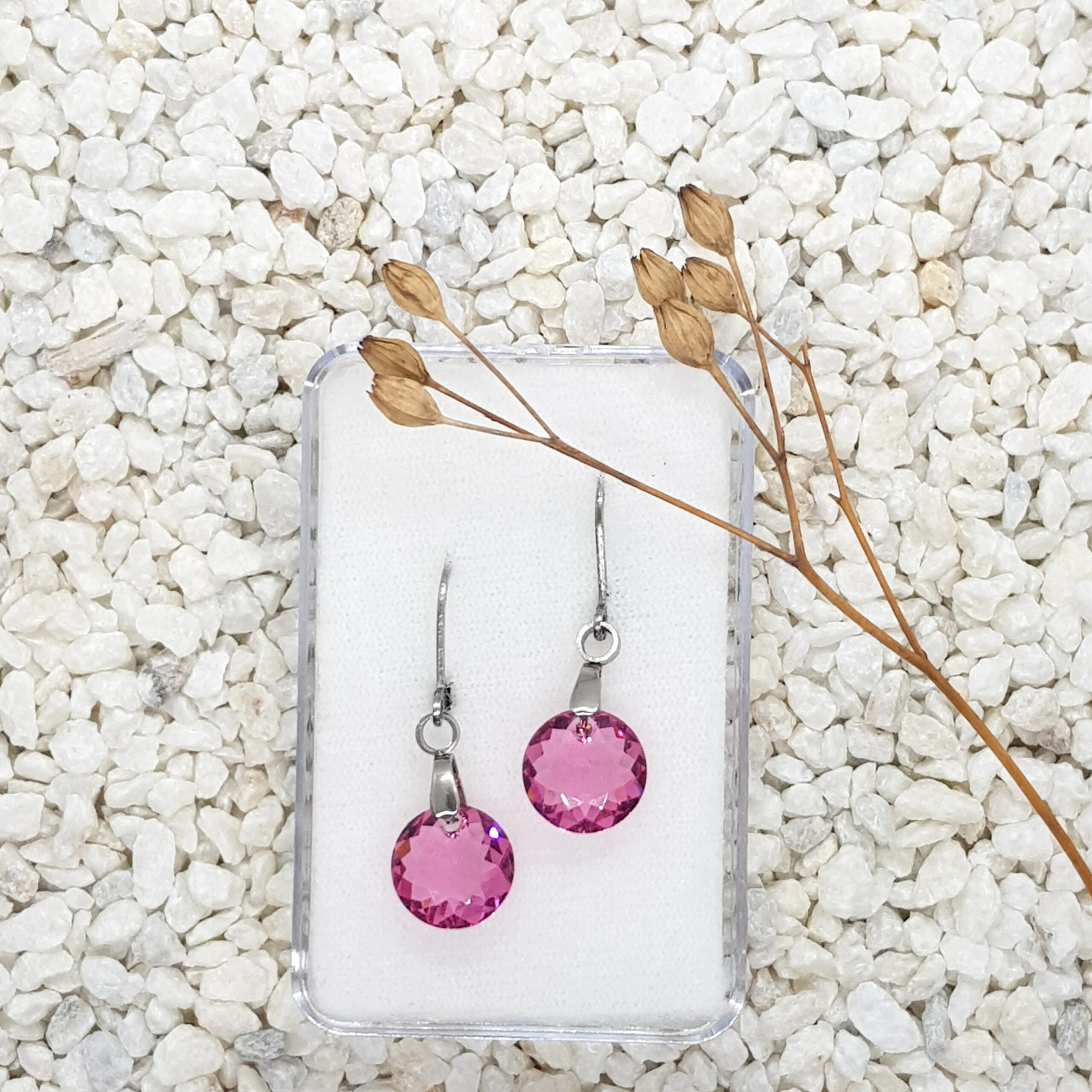 Růžové kulaté náušnice