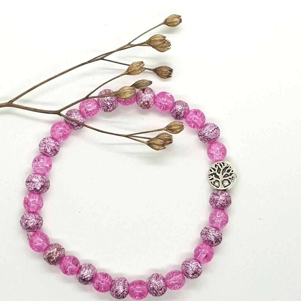 Růžový náramek se stromem života