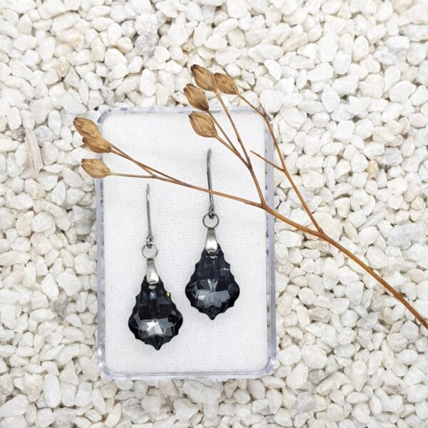 Barokní náušnice šedočerné